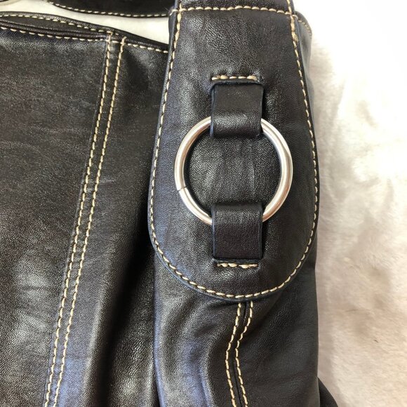 LOUENHIDE Dark Chocolate Brown Vegan Leather Bucket Bag Purse - Picture 7 of 13